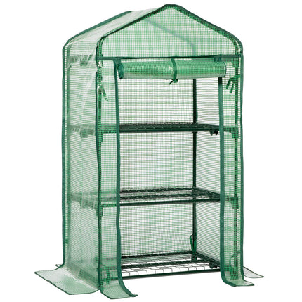 LARMNEE maza siltumnīca, plastmasas siltumnīca balkonam, tomātu siltumnīca stabila, 3 plauktu siltumnīca, 69 x 49 x 126 cm, terases audzēšanas māja, PE sieta plēve, vietu taupoša, dārzs, zaļa EGN03GH02