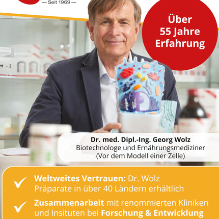 Dr. Wolz Zell Oxygen + Bišu peru pieniņa 600 mg, dabīgs rauga enzīmu šūnu līdzeklis veiktspējai un enerģijai, ar svaigu bioloģisku bišu peru pieniņu un vitamīniem, 14 ampulas pa 20 ml katrā