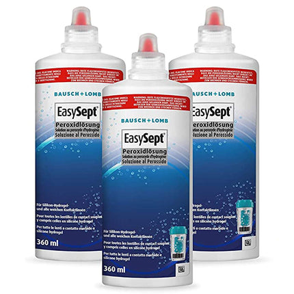 Bausch + Lomb EasySept peroksīda šķīdums mīksto kontaktlēcu tīrīšanai, bez konservantiem, ar trauku, 3 x 360 ml