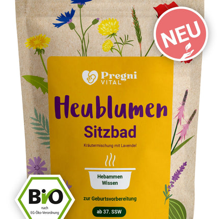 100% ORGANISKAS siena ziedu sēžamās vannas grūtniecības laikā | Siena ziedu vanna dzemdību sagatavošanai no 37. grūtniecības nedēļas - PregniVital®