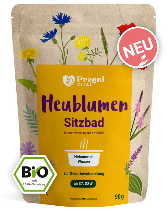100% ORGANISKAS siena ziedu sēžamās vannas grūtniecības laikā | Siena ziedu vanna dzemdību sagatavošanai no 37. grūtniecības nedēļas - PregniVital®