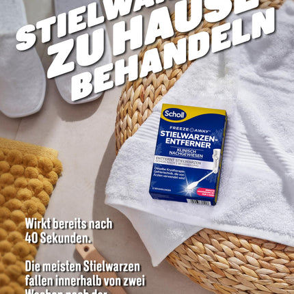 Scholl Freeze Away kārpu noņemšanas komplekts, noņem ādas izaugumus 1 procedūras laikā, klīniski pierādīts, ka noņem kārpas uz kakla, krūtīm, padusēm, muguras un cirkšņiem, 12 procedūras