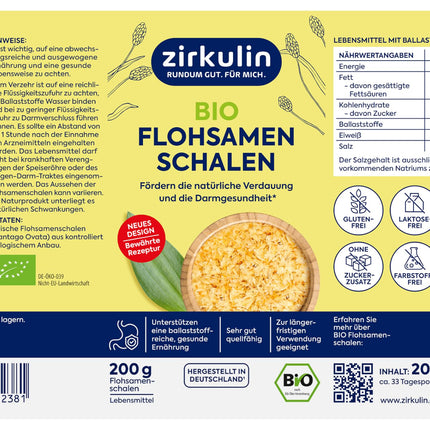 Zirkulin organiskās psyllium sēnalas 200g kārbā - veicina gremošanu un zarnu veselību - bezgaršīgas - atbalsta šķiedrvielām bagātu un veselīgu uzturu - ļoti laba pietūkuma spēja