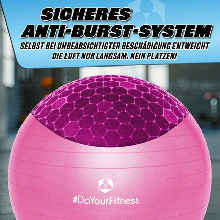 #DoYourFitness vingrošanas bumba, ieskaitot. lodīšu pumpis | Fitnesa sēžambumba no 55 cm līdz 85 cm | Pretpārsprāgšanas aizsardzība | Treniņu bumba jogai, pilates, sporta zālei, birojam un grūtniecēm | Fitnesa bumba un līdzsvara treniņš korsetes treniņam