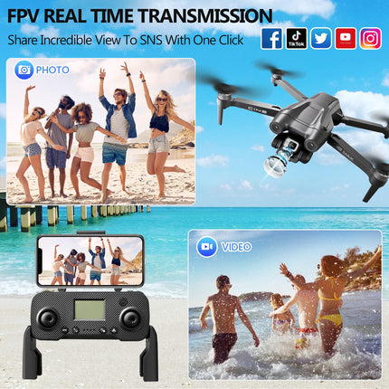 Mingfuxin GPS drons ar 4K kameru, salokāms RC kvadrokopteru drons pieaugušajiem, 5G pārraides FPV drons, salokāms RC kvadrokopters ar automātisku atgriešanos, bezsuku motors, žestu vadība