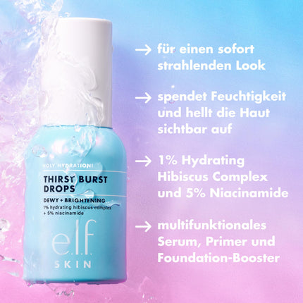 vienpadsmit Svētā hidratācija! Thirst Burst pilieni, želejveida seruma pilieni, mitrinošai, pilnīgai sejas ādai, neatstāj taukainu sajūtu, ar hialuronskābi un 5% niacinamīda, vegāniski un nav testēti uz dzīvniekiem