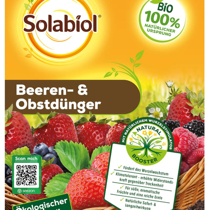 Solabiol ogu un augļu mēslojums, īpašs mēslojums ar tūlītēju un ilgtermiņa iedarbību visiem ogulājiem, sēkleņiem un kauleņaugiem 1,5 kg