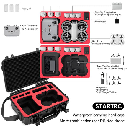 STARTRC Neo Case, ūdensnecaurlaidīgs pārnēsāšanas futrālis DJI Neo Fly More Combo ar RC-N3 tālvadības pulti, Neo Intelligent Flight Battery/Uzlādes centrmezgls