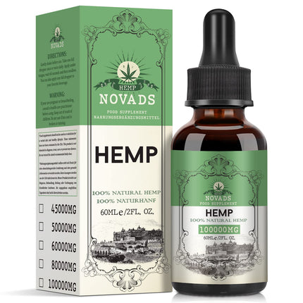 Augstas kvalitātes dabīgā eļļa, 100 000 mg lielā devā, bagāta ar Omega 3-6-9, vegāna, 60 ml