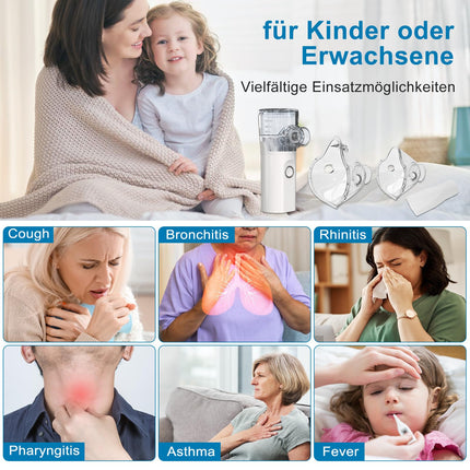 Inhalators pieaugušajiem un bērniem, USB-C inhalators, uzlādējams inhalators ar pārnēsājamu dizainu, viegli lietojams un tīrāms, efektīva atomizācija lietošanai mājās un ceļojumos