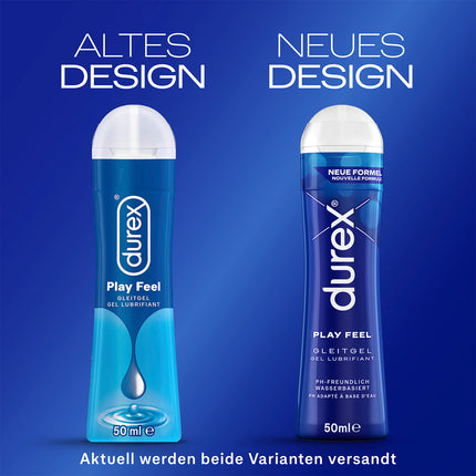 Durex Play Feel ūdens bāzes lubrikants - viegls, zīdains lubrikants reālistiskām sajūtām praktiskā dozēšanas pudelītē (2 x 50 ml), 100 ml