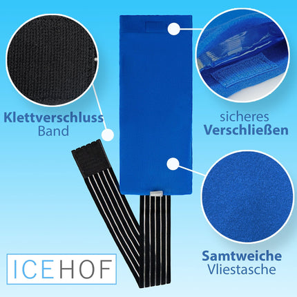 ICEHOF Kühlpad mit Vlies-Hülle - Kuschelweich, lange Kühldauer - Kühlpack Gel Kühlakku Kühlgel Kühlkompresse Kälte-Kompresse Kühlkompressen Kühlbeutel Eisbeutel Blau