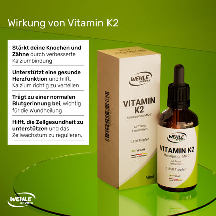 K2 vitamīns MK7 200µg 1850 pilieni 50ml - Premium: 99% All-Trans Menahinons - Laboratorijā pārbaudīts, vegāns, augstas devas un ražots Vācijā.