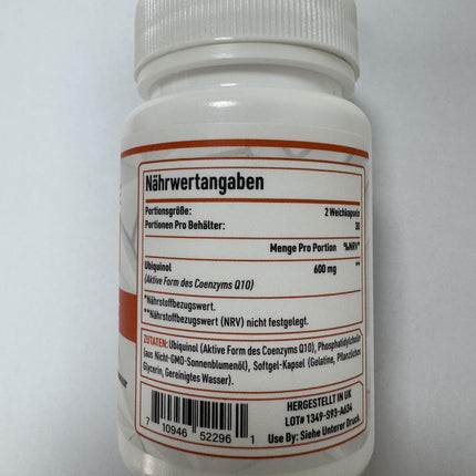 Liposomālais CoQ10 ubikvinols, augsta deva 600 mg vienā porcijā, 300 mg vienā kapsulā, koenzīma Q10 aktīvā forma, dienas deva 2 kapsulas, 60 mini-mīkstās kapsulas (1 kapsulas iepakojumā)