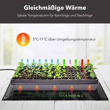 HBN apsildes paklāju komplekts ar 2 apsildes paklājiem stādiem un sēklām, 17,5 W, iekštelpu siltumnīcas audzēšanas plāksnes apsildes paliktnis dārzeņiem, ziediem, garšaugiem, terārijiem, 50 x 25,7 cm