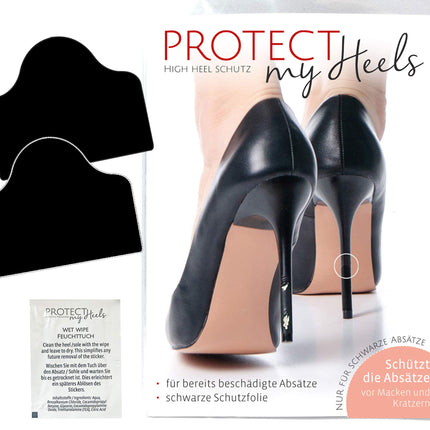 ProtectMyHeels Black stiletos paredzētām kurpēm (1 iepakojums) I Papēžu aizsardzība un labošana melnām augstpapēžu kurpēm I Melnām, nolūzušām, plānām papēžu kurpēm