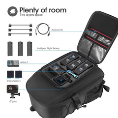 Smatree profesionālā mugursoma DJI droniem un dronu aksesuāriem, G*pro darbības kamerai un Osmo darbības kamerai, melna - DJI Air 3, liela, profesionāla
