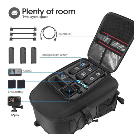 Smatree profesionālā mugursoma DJI droniem un dronu aksesuāriem, G*pro darbības kamerai un Osmo darbības kamerai, melna - DJI Air 3, liela, profesionāla