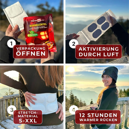 Thermopad Wärmegürtel GR. S-XL (Stretch/Klett) – DAS ORIGINAL: 3x Wärmegürtel für 12 Stunden I Sofort einsatzbereiter Wärmegurt aus extra warmen Wärmepflastern/Wärmepads – Nierenwärmer/Rückenwärmer