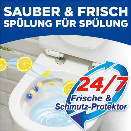 WC Fresh Power Active Fragrance Rinse Lemon (10 iepakojumi), tualetes tīrīšanas līdzeklis nodrošina tīrību ar katru skalošanu, smaržakmeņi ilgstošai svaigai tualetes smaržai