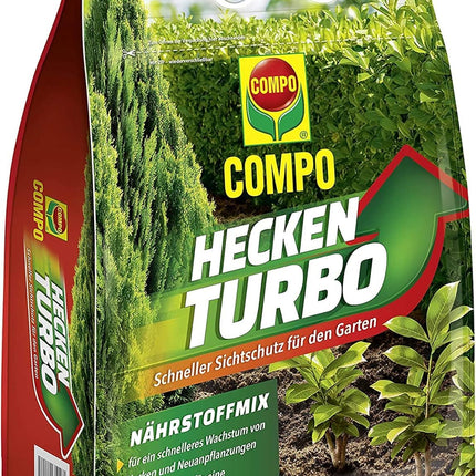 COMPO Hedge Turbo - spēcīgs īpašs mēslojums dzīvžogiem un jauniem stādījumiem - dzīvžogu mēslojums ātrai augšanai - 4 kg, zaļš -