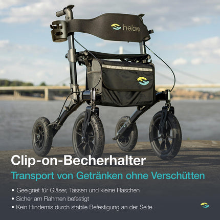 Helavo rollators ar pneimatiskajām riepām lietošanai ārpus telpām - salokāms un viegls rollators ar sēdekli, alumīnija āra staigulītis - viegls, salokāms rollators lietošanai ārpus telpām