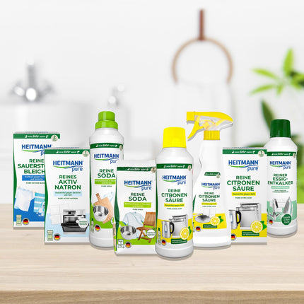 HEITMANN tīra citronskābe | Šķidrs organiskais atkaļķotājs virtuvei un vannas istabai | Efektīvs pret kaļķakmens nogulsnēm | 100% dabīgas sastāvdaļas | Pārtikas nekaitīgums | 500 ml