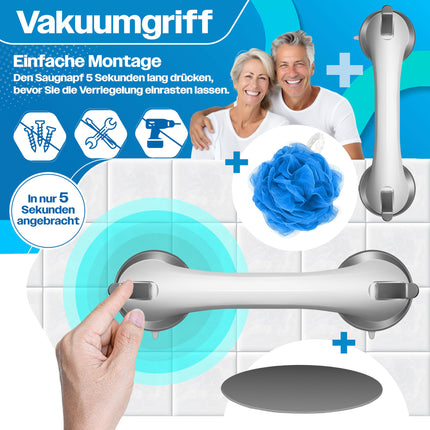 KESSER® Duschhocker höhenverstellbar 8 Stufen | Leichter Badhocker rutschfeste Gummifüße Duschstuhl 136KG belastbar | Duschhilfe Senioren | Saugnapf Haltegriff Badewannengriff | Duschsitz 360° drehbar