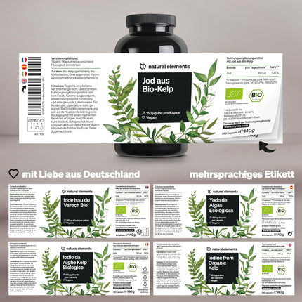 Jods no organiskām jūraszālēm – 365 kapsulas – 150 µg joda no brūnajām aļģēm – bioloģiska kvalitāte vairogdziedzerim – vegāns, augsta deva, bez nevajadzīgām piedevām – ražots Vācijā un laboratorijā pārbaudīts