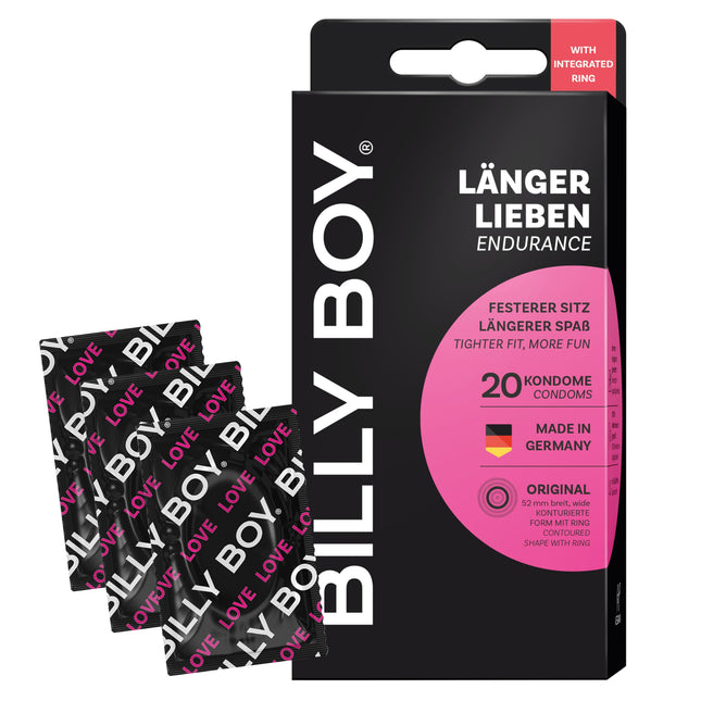 BILLY BOY prezervatīvi ilgstošai lietošanai 20 gadu vecumā | 52 mm | Prezervatīvi ilgākai un intensīvākai pieredzei (1x20 gab.)