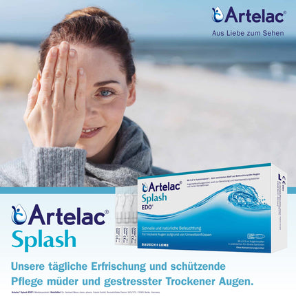 Artelac Splash EDO acu pilieni: acu mitrinātājs ar hialuronskābi sausām acīm, kontaktlēcu mitrināšanai un mitrināšanai, 30 x 0,5 ml
