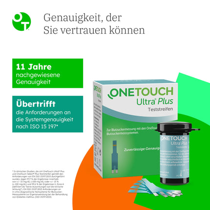 OneTouch Ultra® Plus asins glikozes testa strēmeles I 50 strēmeles I 1 iepakojums I asins glikozes mērīšanai diabēta (cukura slimības) gadījumā