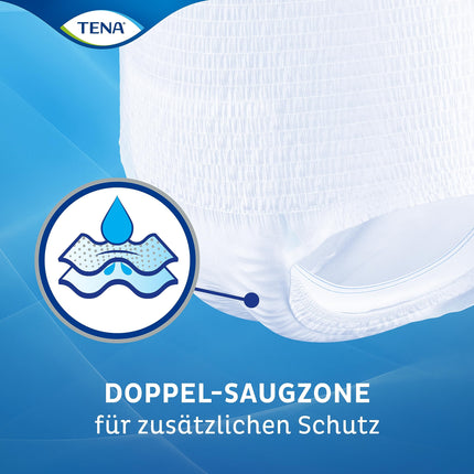 TENA Pants Plus — 56 biksītes mēneša iepakojumā (4 x 14 gabali) — vienreizlietojamās biksītes sievietēm un vīriešiem — elpojošas unisex nesaturēšanas biksītes — urīnpūšļa vājuma un urīna nesaturēšanas gadījumā — baltas, L izmērs