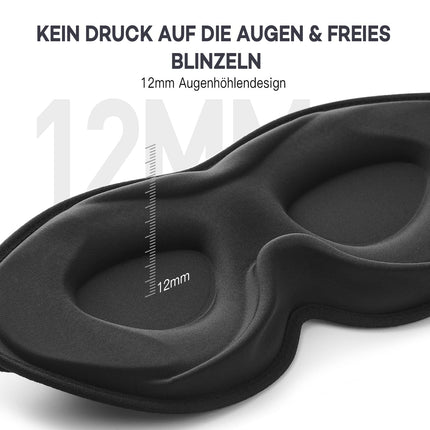 onaEz 3D miega maska ​​vīriešiem un sievietēm, 2024. gada pilnīga gaismu bloķējoša acu maska, 12 mm padziļinātas acu dobumi un pacelti deguna spilventiņi, ledus zīda miega maska ​​ceļojumiem, diendusai, melna
