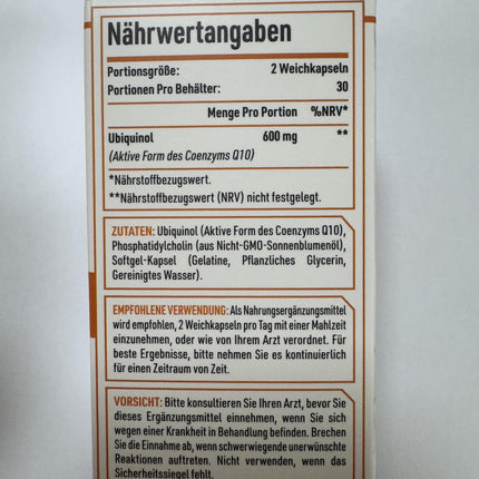 Liposomālais CoQ10 ubikvinols, augsta deva 600 mg vienā porcijā, 300 mg vienā kapsulā, koenzīma Q10 aktīvā forma, dienas deva 2 kapsulas, 60 mini-mīkstās kapsulas (1 kapsulas iepakojumā)