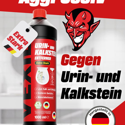 VEXIL® urīnakmeņu noņēmējs ĪPAŠI SPĒCĪGS - 1000 ml - bez piepūles noņem spītīgu urīnu un kaļķakmeni - Profesionāls tualetes tīrīšanas līdzeklis - bioloģiski noārdāms - Urīnakmeņu noņēmējs Ražots Vācijā