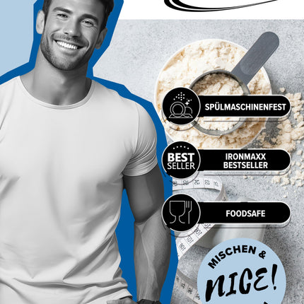 IronMaxx proteīna kratītājs - naktsmelns 700ml | Olbaltumvielu kratītājs ar skrūvējamu vāciņu, sietu un mērīšanas skalu | Neizplūstošs, mazgājams trauku mazgājamā mašīnā un bez plastifikatoriem BPA un DEHP