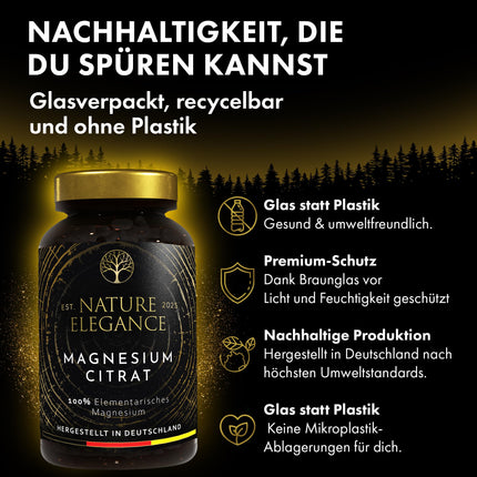 NEOLYMP magnija citrāta kapsulas ar augstu devu - 360 mg elementārā magnija vienā devā - ražots Vācijā - vegāns, laboratorijā pārbaudīts un ilgtspējīgs brūnais stikls (magnija citrāts 180 kapsulas)