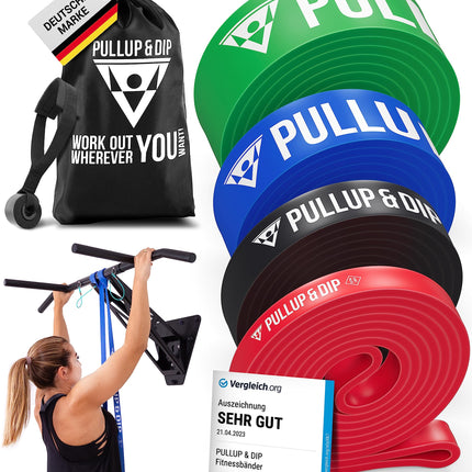 Fitnesa lentes pretestības lentes no Pullup &amp; Dip ar somu un bezmaksas vingrinājumu instrukcijām - pievilkšanās lentes pretestības lente pievilkšanās pretestības lente - fitnesa lentes pievilkšanās palīglīdzeklis EXTRA Light (sarkanā krāsā)
