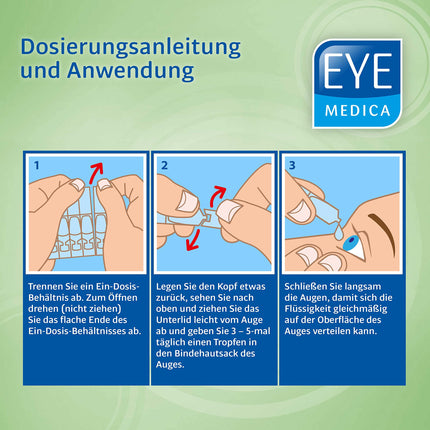 EyeMedica Euphrasia acu pilieni sausām un kairinātām acīm, mitrinoši, nomierinoši un kopjoši, ar hialuronskābi, 10 x 0,4 ml vienreizējas devas