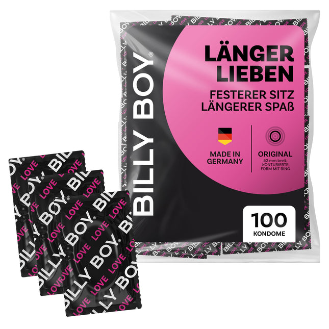BILLY BOY prezervatīvi Love Longer 100s | 52 mm | Prezervatīvi ilgākai un intensīvākai pieredzei | (1x100 gabali)