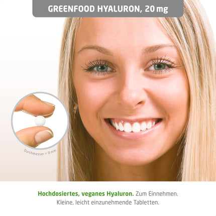 Hialuronskābe, augsta deva, 20 mg - 180 tabletes, vegāns. Tīra hialuronskābe - iegūta dabiskās fermentācijas ceļā. BEZ mākslīgām piedevām - laboratoriski pārbaudīts. No Greenfood.