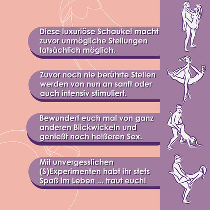 HOT DREAMS® 2-in-1 mīlas šūpoles durvīm un griestiem – Luksusa seksa šūpoles pāriem līdz 200 kg | Polsterēts, regulējams, ērts | Durvju vēršanas sekss | Erotiskas šūpoles pieaugušajiem (bez kronšteina)