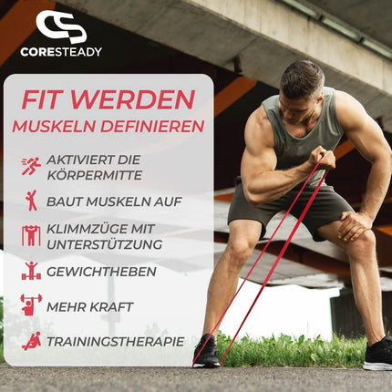 Coresteady fitnesa lente un gumijas lente sportam – izturīga gumijas pievilkšanās lente vīriešiem un sievietēm – spēka treniņiem un muskuļu veidošanai – treniņiem, fitnesam, pievilkšanās palīglīdzekļiem – fitnesa lente