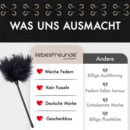 Liebesfreunde® Spalvu kutinātājs jutekliskām seksa spēlēm - Mazs seksa spalvu kušķis glāstīšanai un lutināšanai | Siešanas aksesuāri, BDSM seksa rotaļlietas pāriem