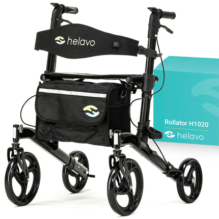 Helavo salokāms augstākās kvalitātes rollators ar sēdekli - individuāli regulējams alumīnija rollators - lieliski piemērots lietošanai gan iekštelpās, gan ārā