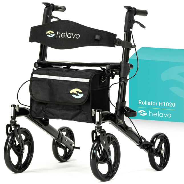 Helavo salokāms augstākās kvalitātes rollators ar sēdekli - individuāli regulējams alumīnija rollators - lieliski piemērots lietošanai gan iekštelpās, gan ārā
