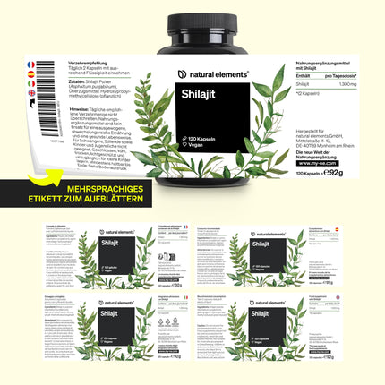 Mumijo Shilajit kapsulas – augsta deva 1300 mg dienā – 120 kapsulas Shilajit Original no Himalajiem – vegāns, bez nevajadzīgām piedevām – ražots Vācijā un laboratorijā pārbaudīts