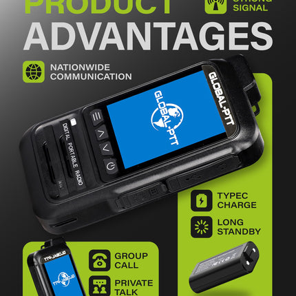 2 globālu rāciju komplekts ar SIM kartēm - rokas PoC divvirzienu rācijas ar neierobežotu darbības rādiusu - uzlādējamas PTT rācijas, lai runātu pa mobilo radio, liela darbības rādiusa (G0)