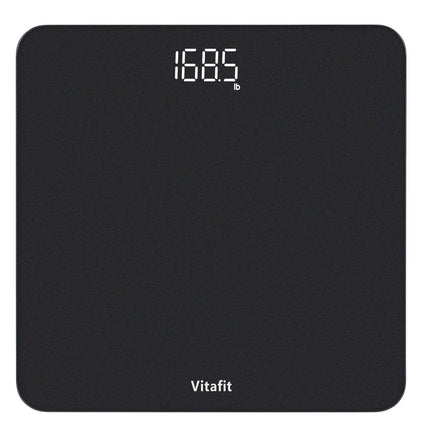Vitafit digitālie vannas istabas svari, garantēta augsta precizitāte, profesionāli svari kopš 2001. gada, digitālie ķermeņa svari ar skaidru LED displeju un iespēju uzkāpt, 180 kg, sudrabaini melns aerosols